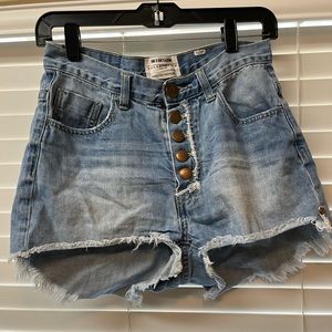 One teaspoon x free people high rise Bonita slim fit raw frayed hem; size 28